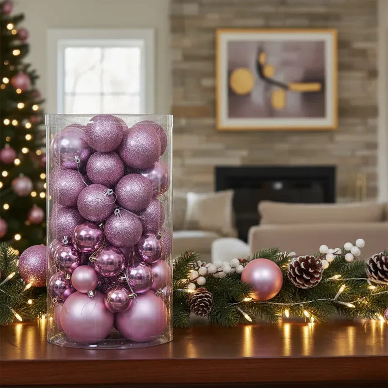 Kit 30 Bolas Natalinas Premium Luxo: Glitter, Foscas, Brilhosas para Árvore Sofisticada