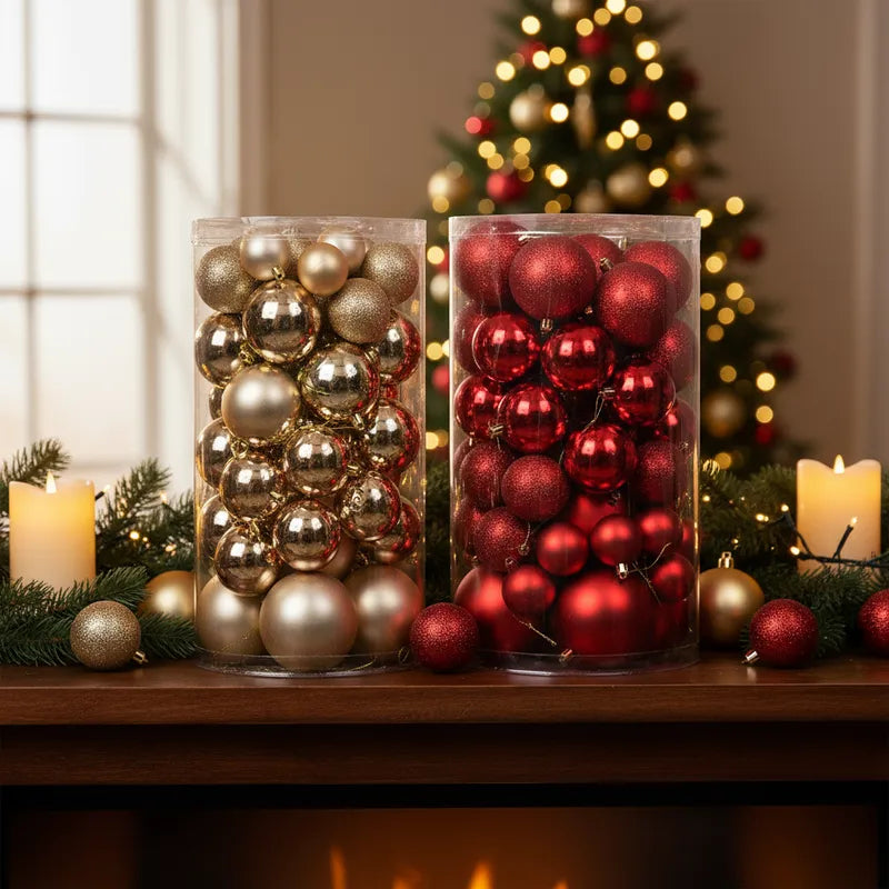 Kit 30 Bolas Natalinas Premium Luxo: Glitter, Foscas, Brilhosas para Árvore Sofisticada